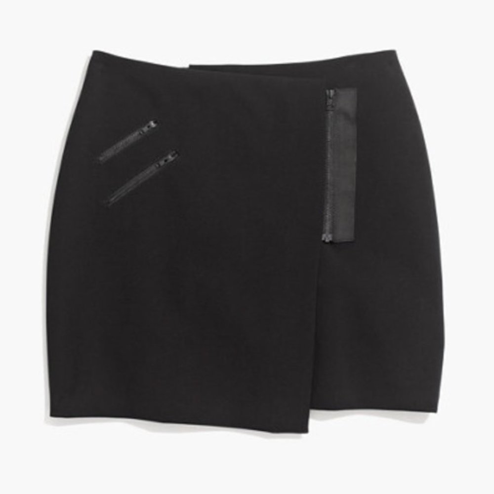 NWT Madewell Ignition Zip Wrap Black Skirt Sz 0